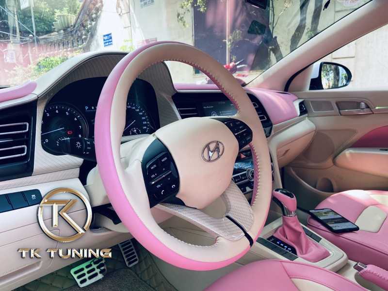 khâu da vô lăng, dán mặt còi cho xe kia carnival